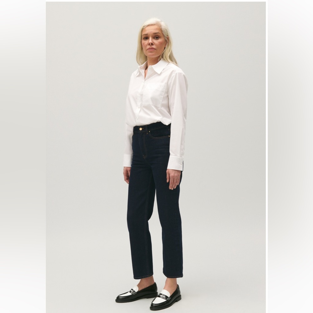 Elegant Dark Blue Women's Straight Leg Jeans